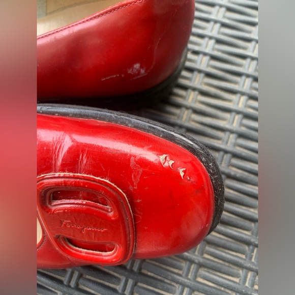 Salvatore Ferragamo Red Leather Loafers - Picture 9 of 10